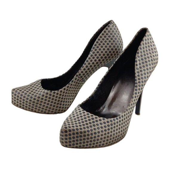 Stiletto Heeled Pumps Leather Polk Dot Accents Metallic Heel Jessica Simpson - Picture 6 of 12